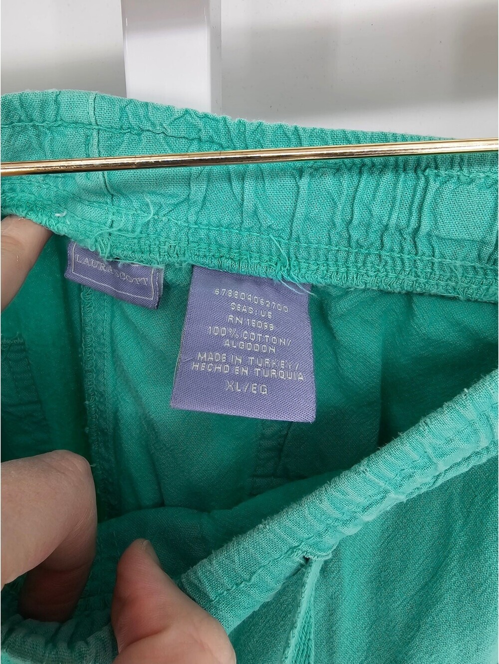 Laura Scott Women's Green Cotton High Rise Wide Leg Casual Pants Size XL/EG - Picture 3 of 4